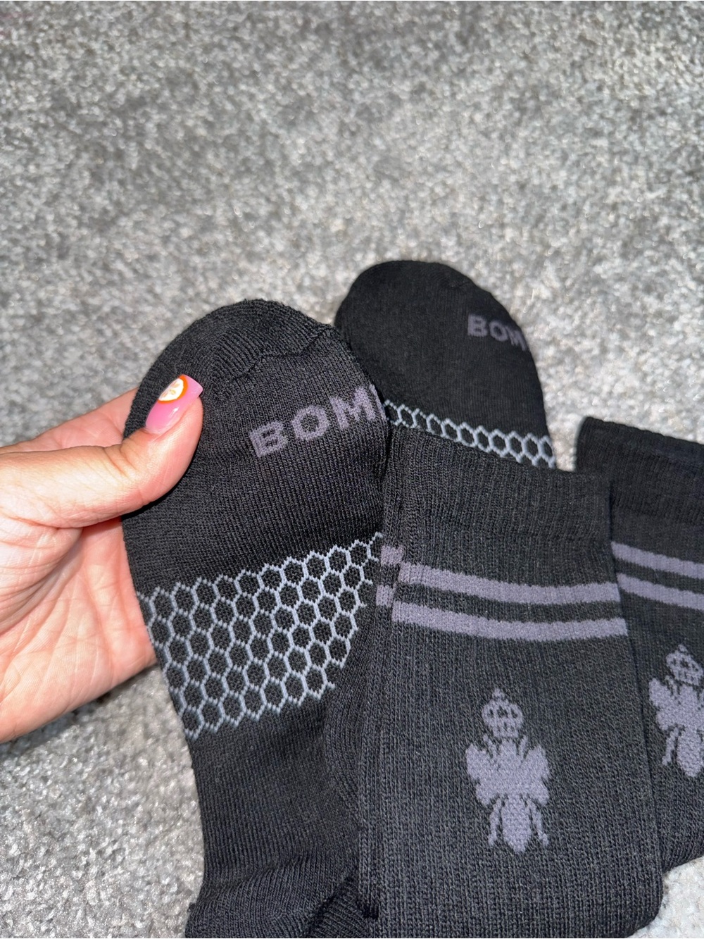 Bombas Honeycomb 2-Pack Crew Calf Socks Size Medium Brand New Unisex Blk 2-Pairs - Picture 3 of 5